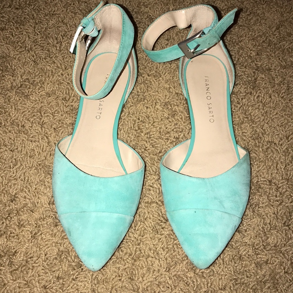 Pointed toe flats with ankle strap